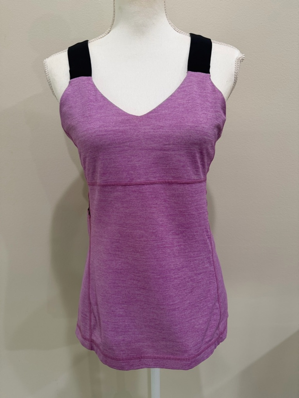 Lululemon Push Your Limits Tank Top Womens Size 10 Heathered Paris Pink & Black